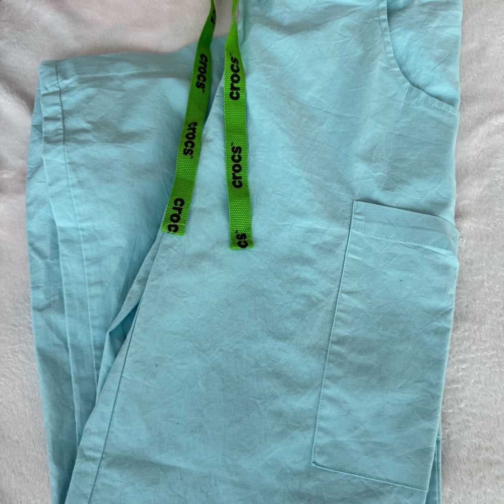 EUC women’s Crocs Brand Medical Scrub Work Pants Aqua Blue Color Size XS